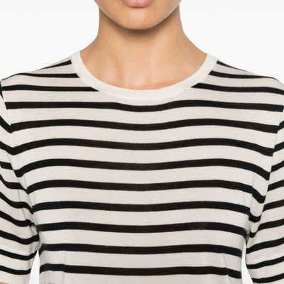 Soft Goat Silk and cashmere striped t-shirt
