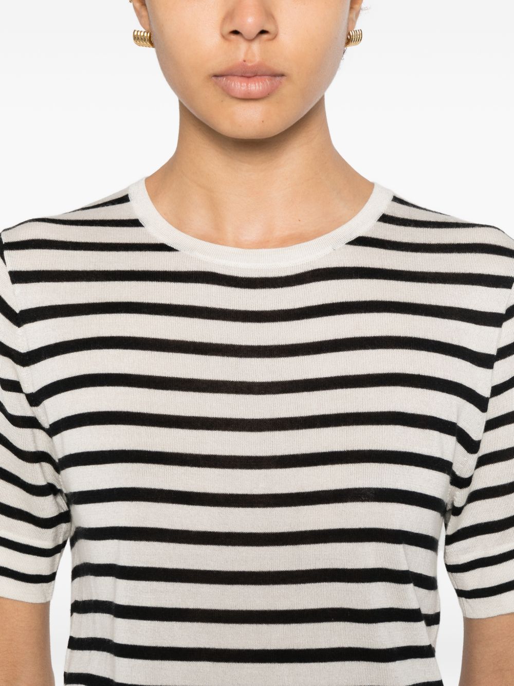 Soft Goat Silk and cashmere striped t-shirt