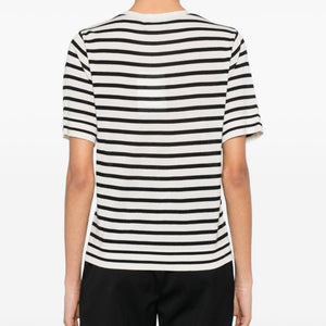 Soft Goat Silk and cashmere striped t-shirt