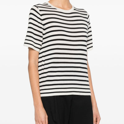 Soft Goat Silk and cashmere striped t-shirt