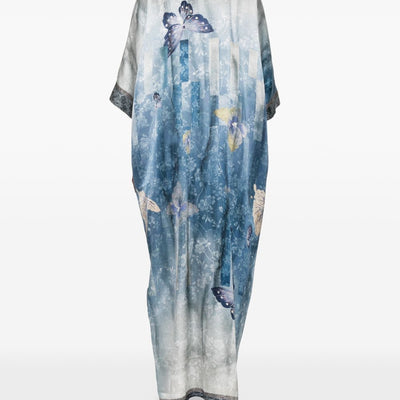 Pierre Louis Mascia V-neck, short sleeves, printed Pritned silk dress