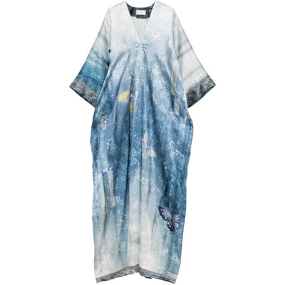 Pierre Louis Mascia V-neck, short sleeves, printed Pritned silk dress