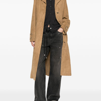Golden Goose Suede leather trench coat