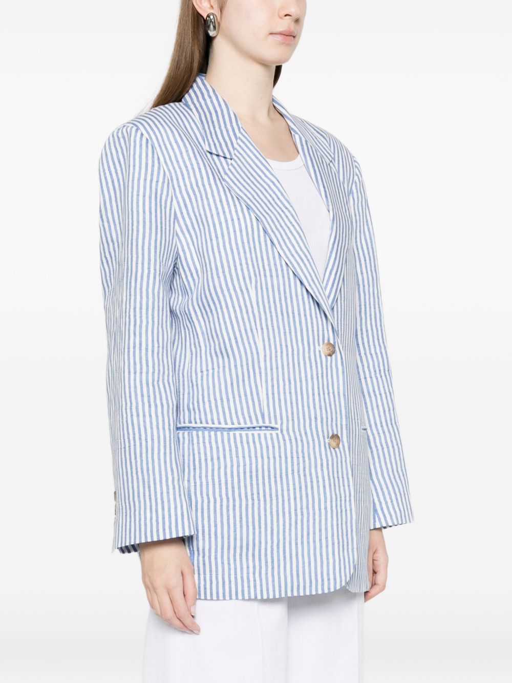 White Sand Linen blend single-breasted jacket