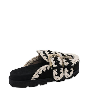 Mou Black, round toe, buckle detail Bio low slippers
