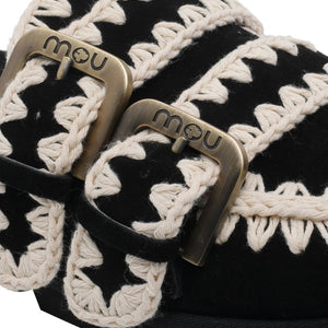 Mou Black, round toe, buckle detail Bio low slippers