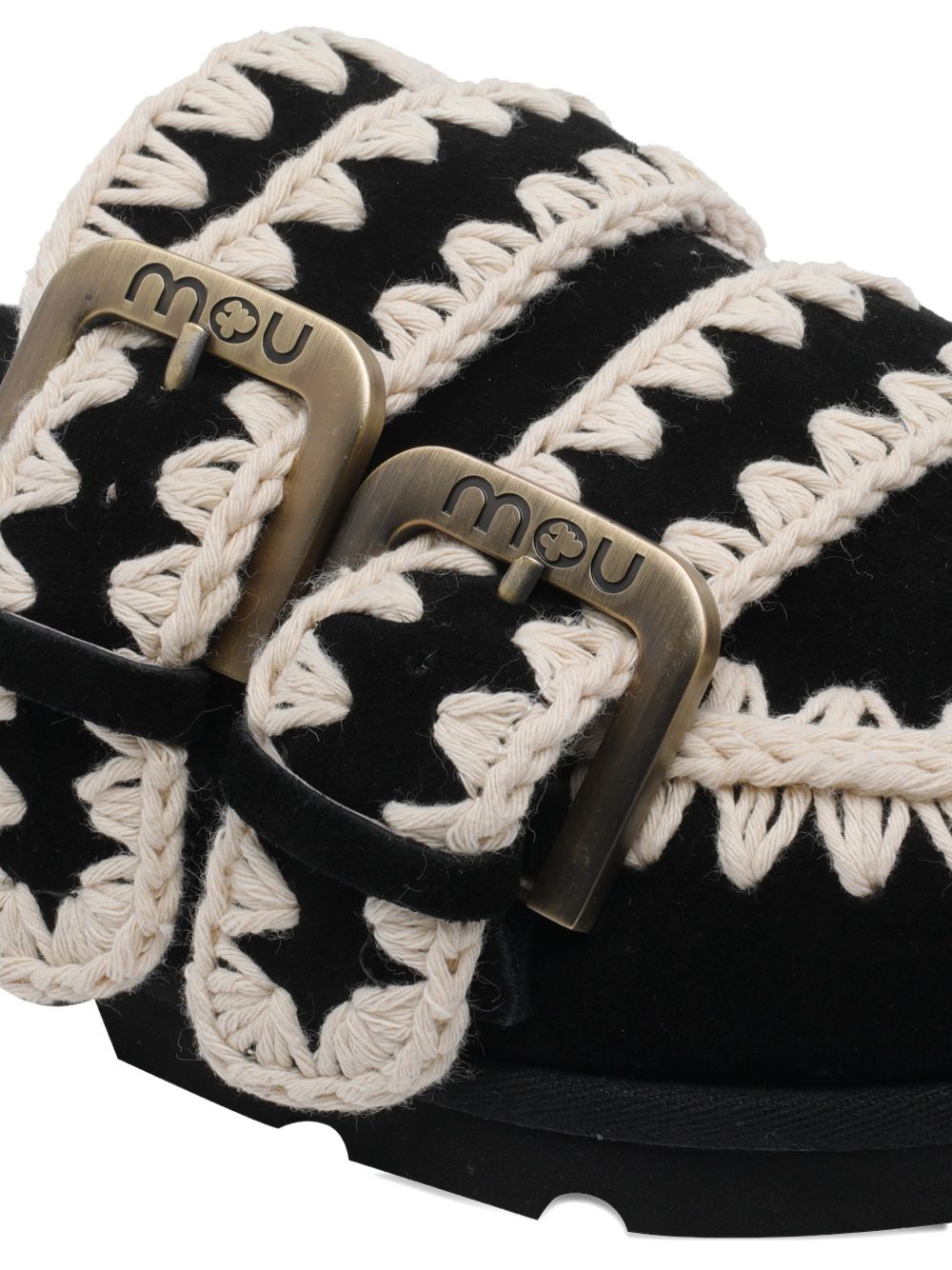 Mou Black, round toe, buckle detail Bio low slippers