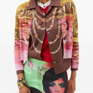 Versace IT Printed silk cardigan