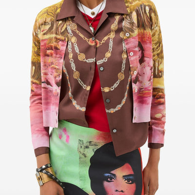 Versace IT Printed silk cardigan