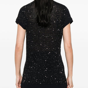 Fabiana Filippi V-neck short sleeves Embellished v-necked top
