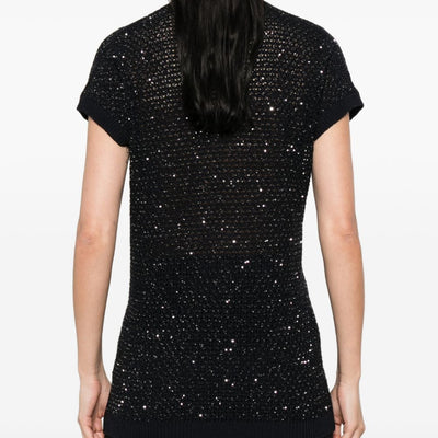 Fabiana Filippi V-neck short sleeves Embellished v-necked top
