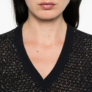 Fabiana Filippi V-neck short sleeves Embellished v-necked top