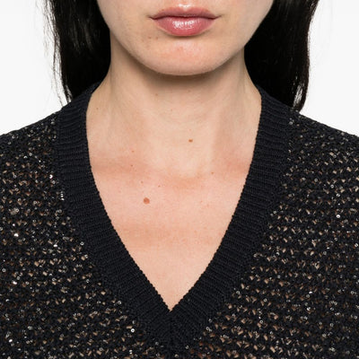 Fabiana Filippi V-neck short sleeves Embellished v-necked top