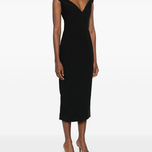 Solace London V-neck zip fastening Monica midi dress