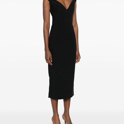 Solace London V-neck zip fastening Monica midi dress