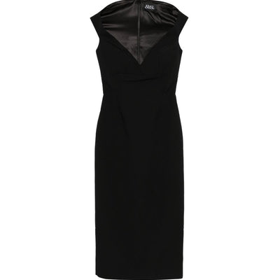 Solace London V-neck zip fastening Monica midi dress