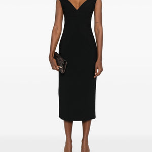 Solace London V-neck zip fastening Monica midi dress
