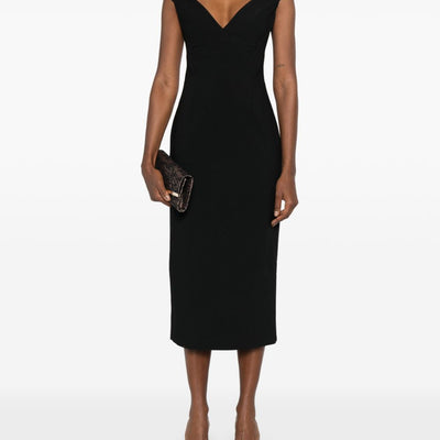 Solace London V-neck zip fastening Monica midi dress
