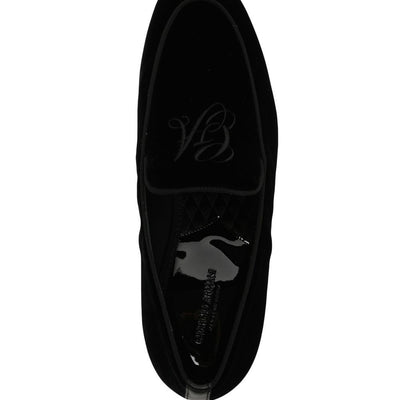 Giorgio Armani Embroidered logo velvet loafers