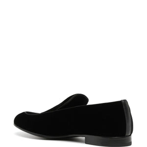 Giorgio Armani Embroidered logo velvet loafers