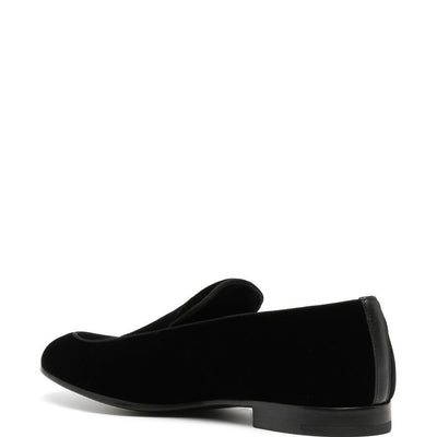 Giorgio Armani Embroidered logo velvet loafers