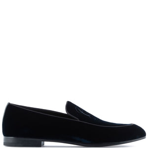 Giorgio Armani Embroidered logo velvet loafers