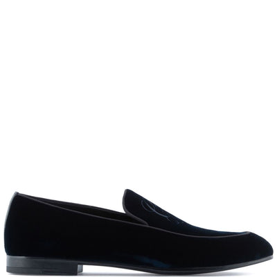 Giorgio Armani Embroidered logo velvet loafers