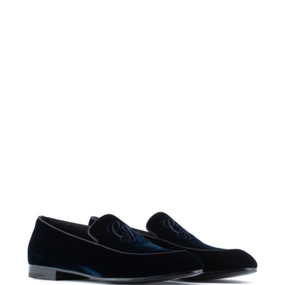 Giorgio Armani Embroidered logo velvet loafers