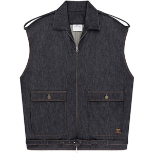 Courreges Denim sleeveless bomber jacket