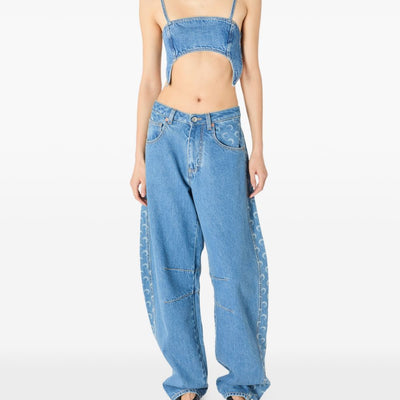 Marine Serre Denim bra top