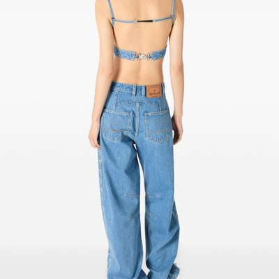 Marine Serre Denim bra top