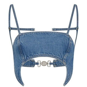 Marine Serre Denim bra top