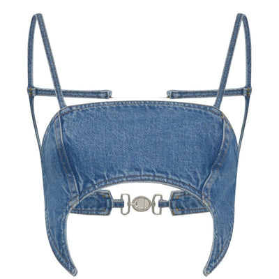 Marine Serre Denim bra top