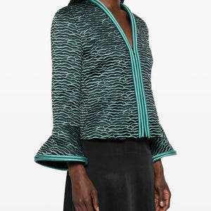 Emporio Armani Wave Pattern Zip-Front Jacket
