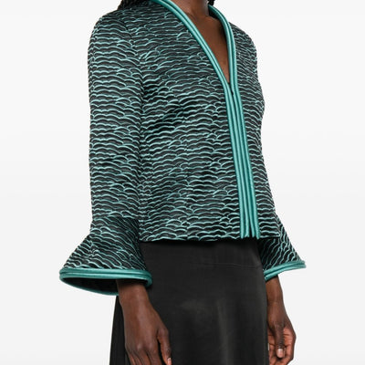 Emporio Armani Wave Pattern Zip-Front Jacket