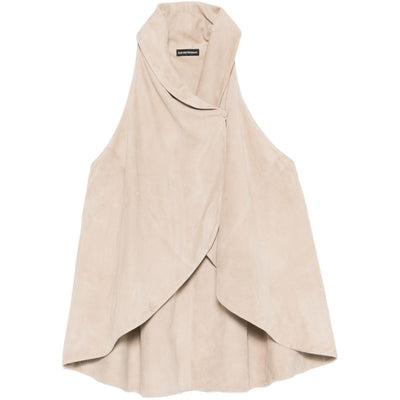Emporio Armani Goat Leather Suede Sleeveless Top