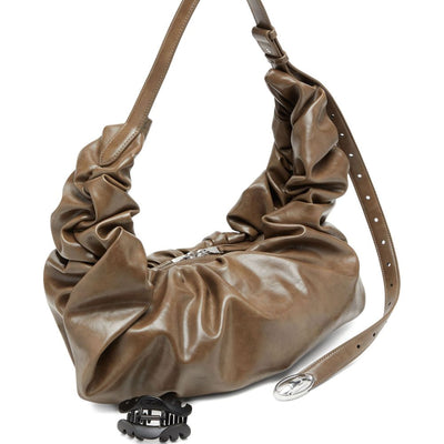 Diesel Gathered Leather Crossbody Bag