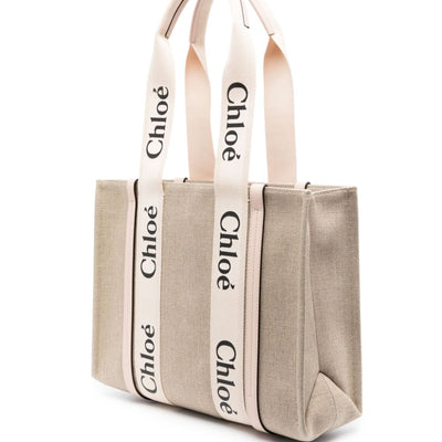 Chloé Chloe Woody Small Linen Tote
