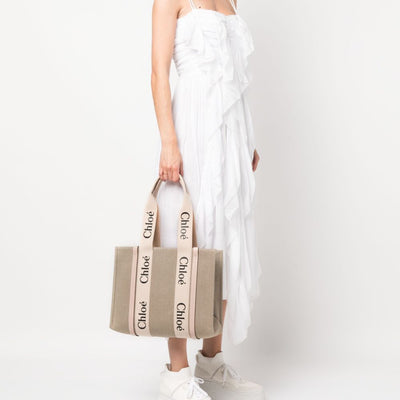 Chloé Chloe Woody Small Linen Tote