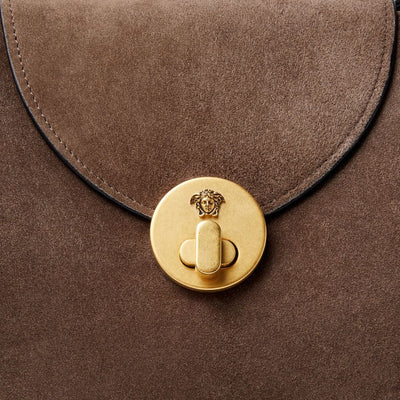 Versace Vivian Medium Suede Shoulder Bag