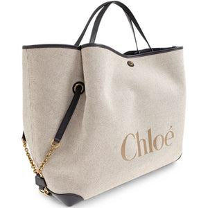 Chloé Chloe Woody Large Canvas Tote