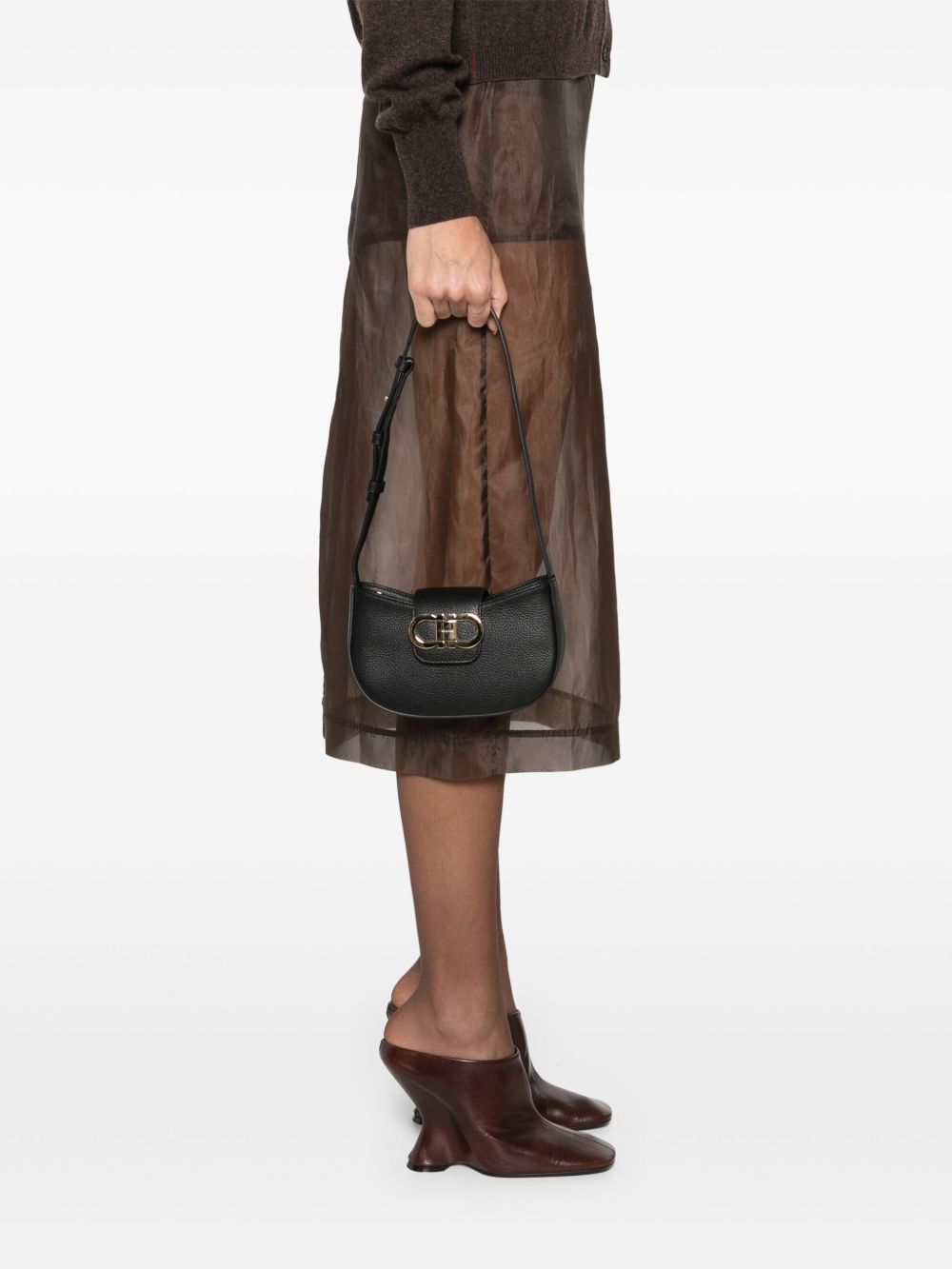 Ferragamo Gancini Zip Shoulder Bag