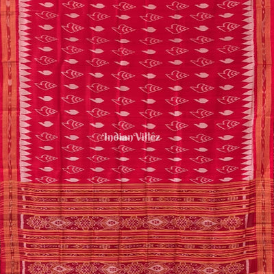 Red Sankha Odisha Ikat Khandua Silk Saree
