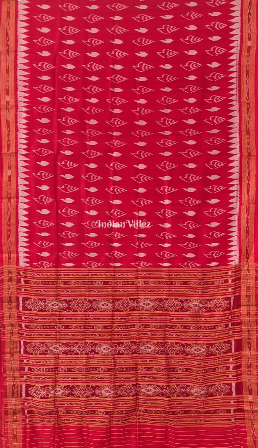 Red Sankha Odisha Ikat Khandua Silk Saree