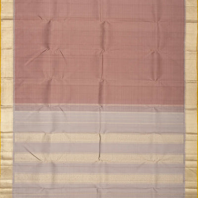 Dusty Pink Handloom Kanchipuram Silk Saree With Silk Checks