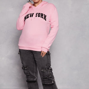 Plus Size New York Chenille Patch Hoodie