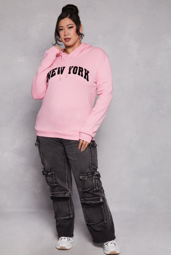 Plus Size New York Chenille Patch Hoodie