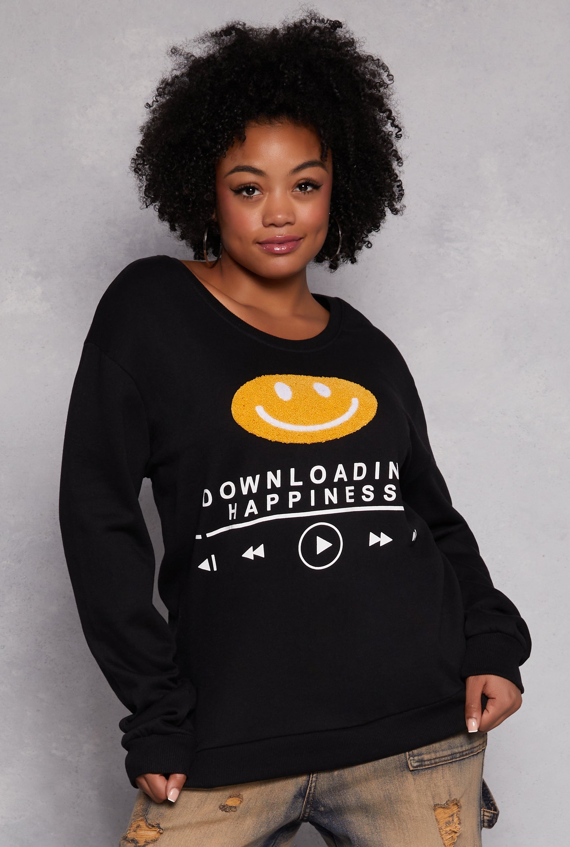 Plus Size Downloading Happiness Sweatshirt