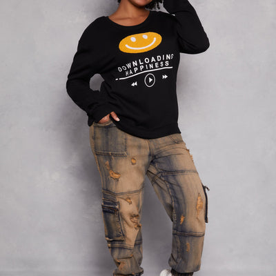 Plus Size Downloading Happiness Sweatshirt