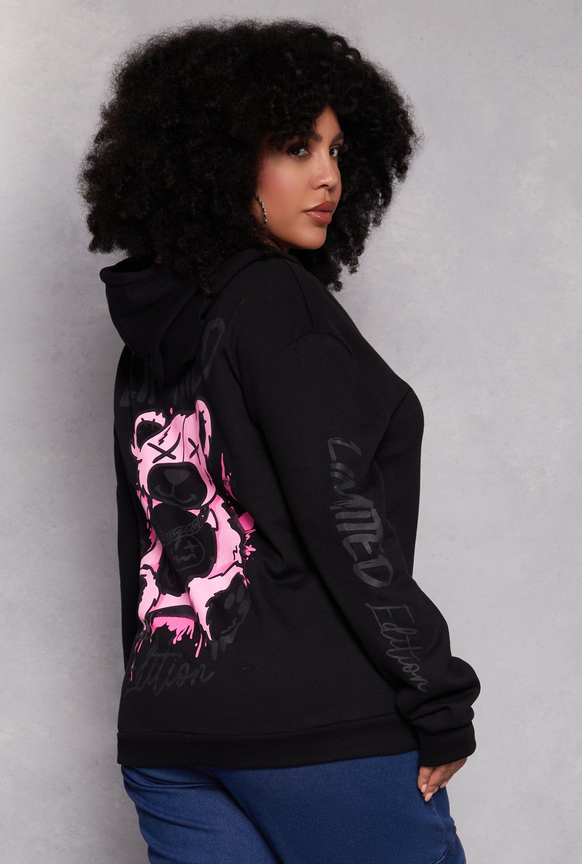 Plus Size Limited Edition Bear Graphic Hoodie